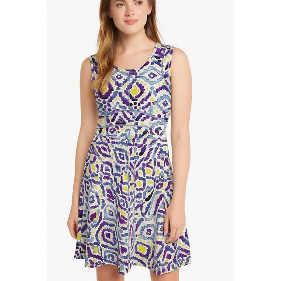 Title Nine Dream Dress Geometric Sleeveless A-Line Stretch Small Outdoors Hiking - Picture 1 of 9